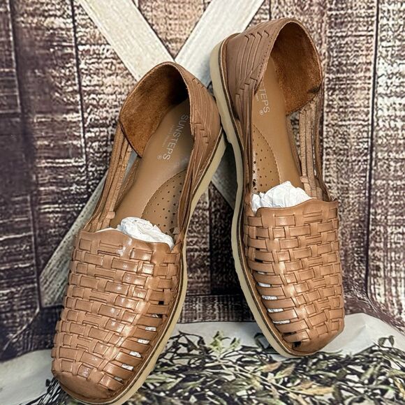 Sunsteps Venetian womens Tan Hand Woven Leather Huarache Sandals 8 Brown classic - Picture 9 of 16